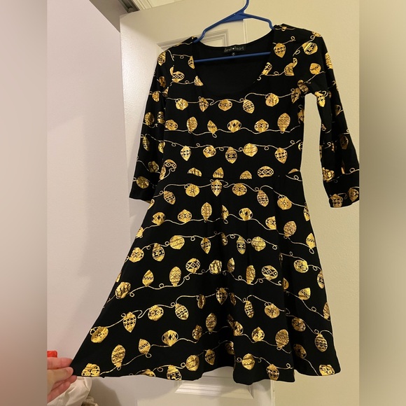 Black and gold Christmas ornament dress - Picture 1 of 3